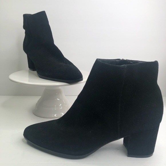 Franco Sarto Ankle Suede Black Block Boots #9 - Picture 8 of 9